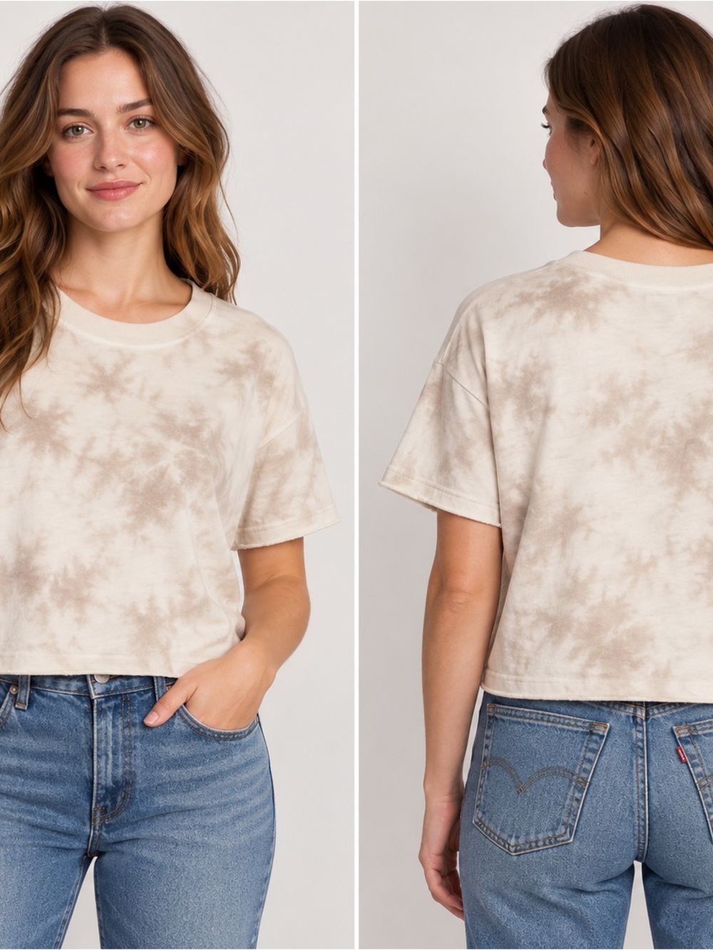 GAP Beige Tie-Dye Crop Tee